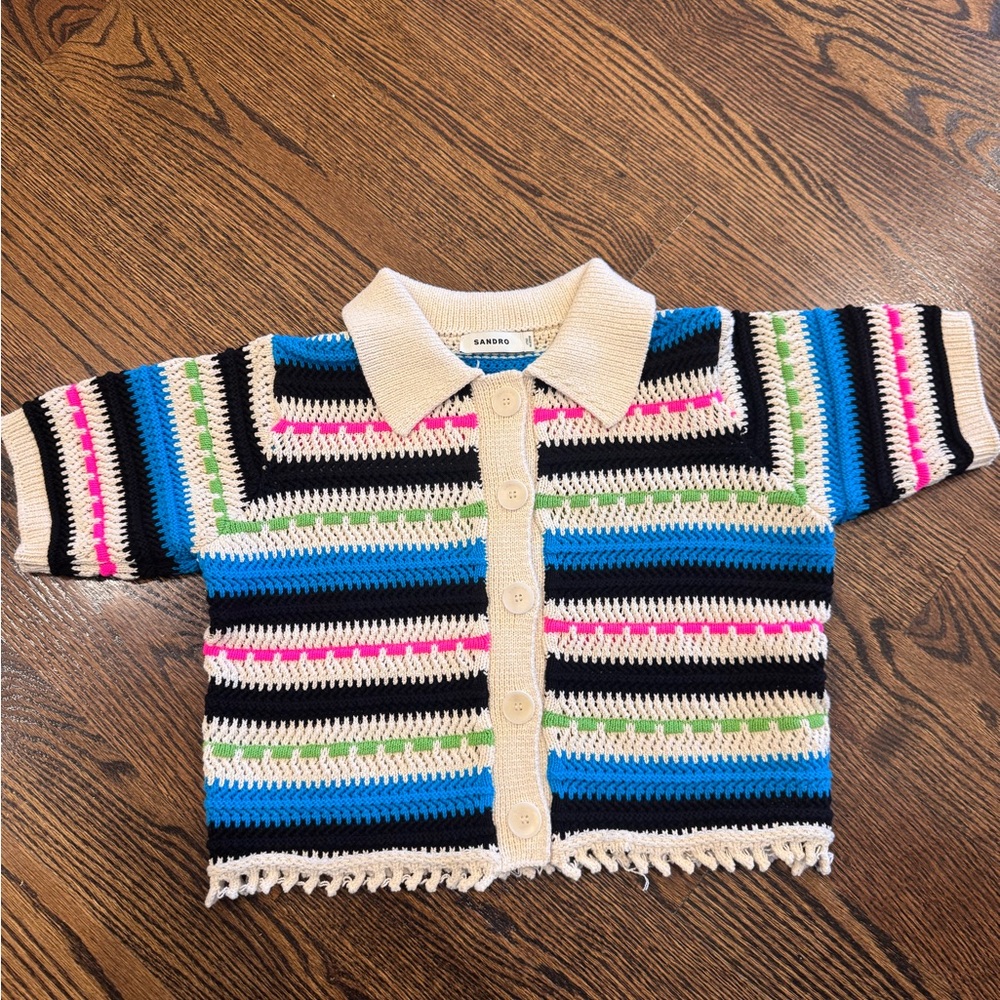 Sandro Colorful Crochet Cardigan